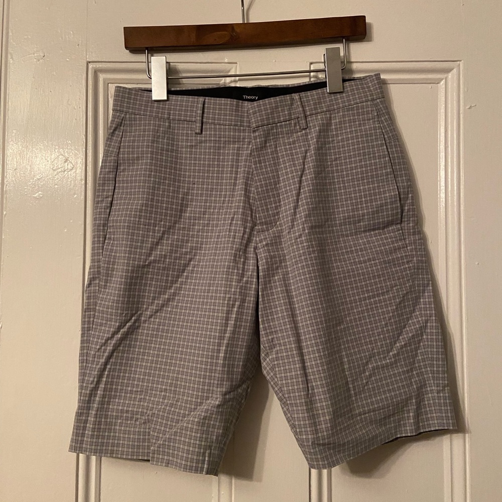 Theory checkered shorts